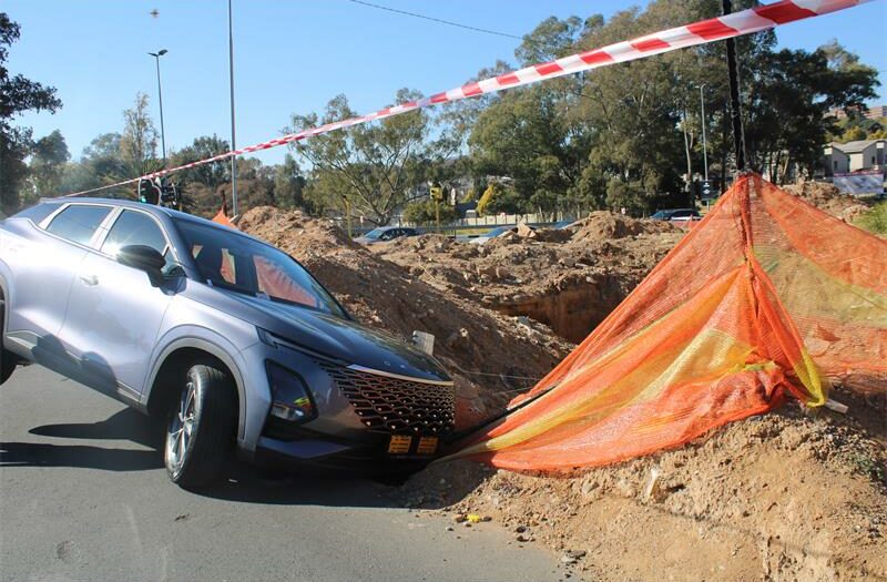 An unattended hole at the entrance of Ferndale on Republic is a few days away from if first anniversary