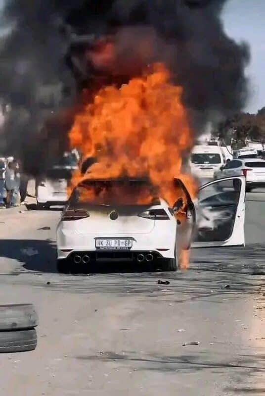A community’s frustration boiled over in Cosmo City when an alleged hit-and-run left a child injured, and residents retaliated by burning the driver’s car.