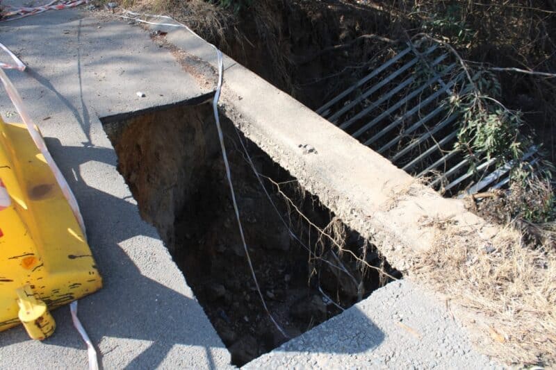 Johannesburg Roads Agency has not attended to Drysdale Road, which was damaged by floods five months ago.