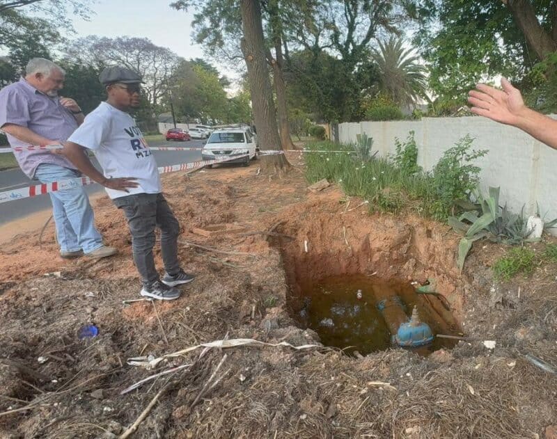 Ramokgopa visited a site on the corner of Gordon and McKay Avenue, where a hole was left open by Joburg Water.