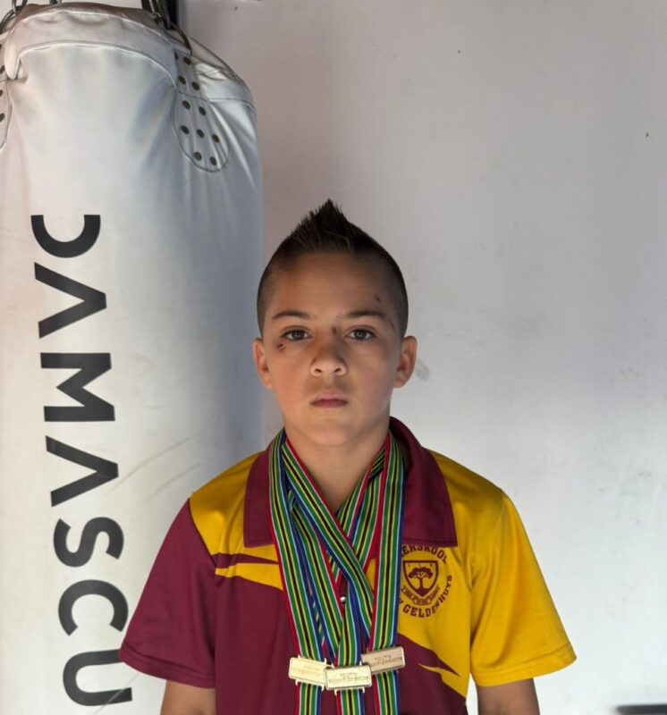 Young wrestler Bryson Lubbe from Linden achieved remarkable results at the South African National Championship. Photo: Supplied