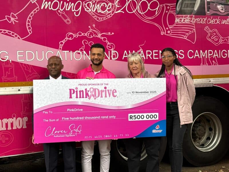 The sale of Clover’s limited-edition PinkDrive packs helped raise R500 000, supporting early cancer detection and awareness programmes run by PinkDrive nationwide.