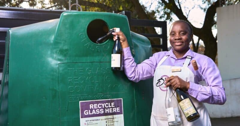 Stock image of a person recycling glass bottles as part of The Glass Recycling Company (TGRC) #GlassRecyclingChallenge 2025. Photo: Provide