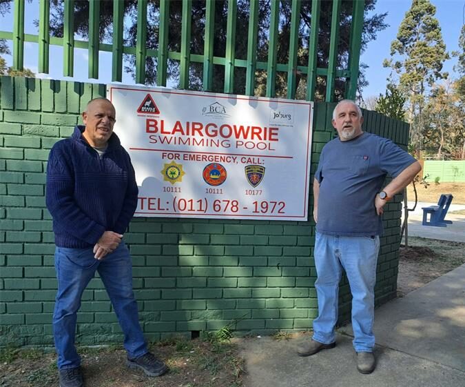 BCA co-chairperson Mark Sher and Harold Fleishman pose for a photo outside the Blairgowrie Swimming Pool. Photo: Supplied