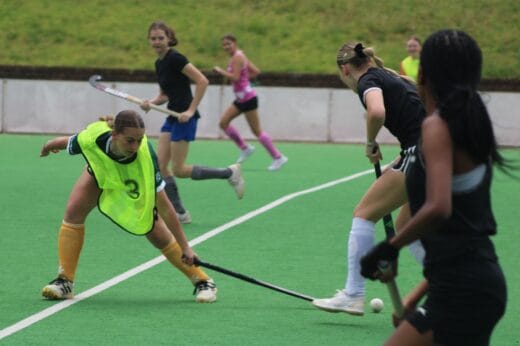 Players battle for the ball at the Shumbas trials held at Randburg Astro. Photo: Mthulisi Lwazi Khuboni