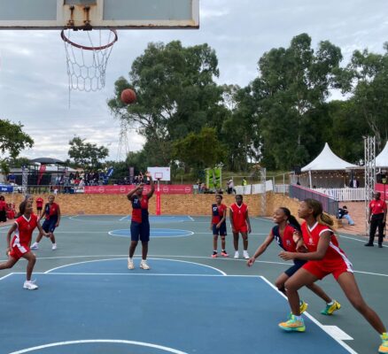 St Stithians player lines up a free throw against St Mary's Waverley in their QF clash in the St Stithians under-16 basketball tournament. Photo: Nkazimulo Ncube