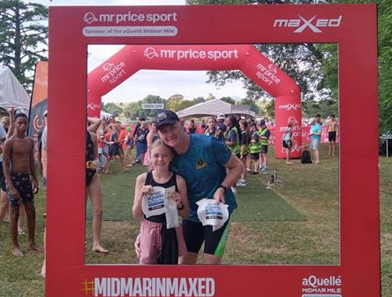 Ten-year-old Miché Kranhold completed the Midmar Mile in 00:57:31, achieving her goal of finishing the open water swim in under an hour on her first try.