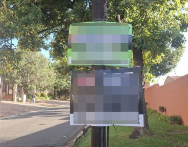 Ward 102 councillor Bea Campbell-Cloete says residents have reported several illegal billboards since December, with some removed quickly while others remain despite repeated complaints.