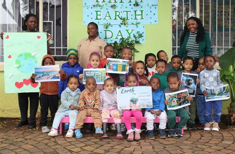 Children at Grannies House Nursery School in Blairgowrie marked Earth Day by making recycled flowers from egg trays and picking up litter, learning that caring for the planet starts young.