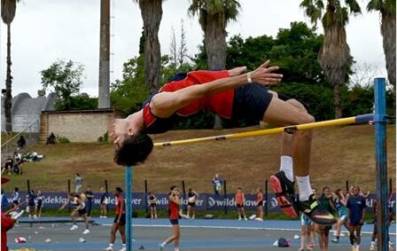 A breakthrough moment for the young high jumper as he sets a new personal best on the national stage.