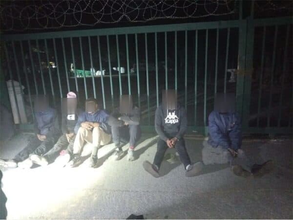 Suspects detained by Beagle Watch following an electric fence activation at a Linden complex. Photo: Supplied