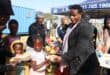 Pretty Ndlovu, an NCTV chief executive officer, gives soup to children in Itsoseng in celebration of Mandela Day. Photo: Mthulisi Lwazi Khuboni