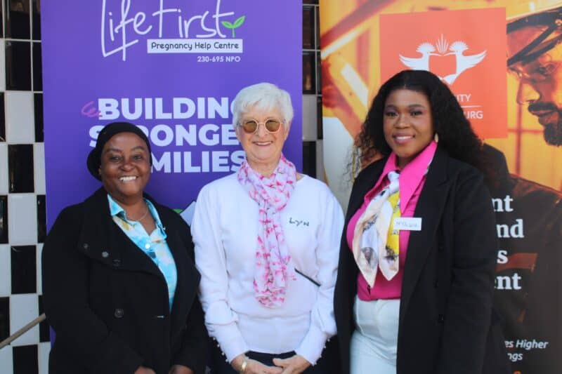 Cecilia Mpofu, Lyn van Blerk and Nyasha Mubalwa attended the Life First event held in Windsor East, aimed at empowering expecting women. Photo: Mthulisi Lwazi Khuboni
