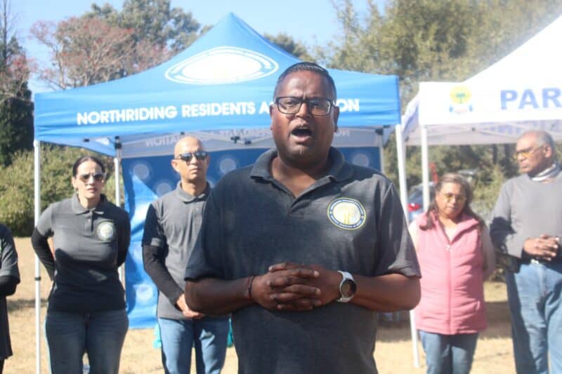 Moshen Naicker of the Northriding Association addresses the attendees during the Nelson Mandela Day event. Photo: Mthulisi Lwazi Khuboni