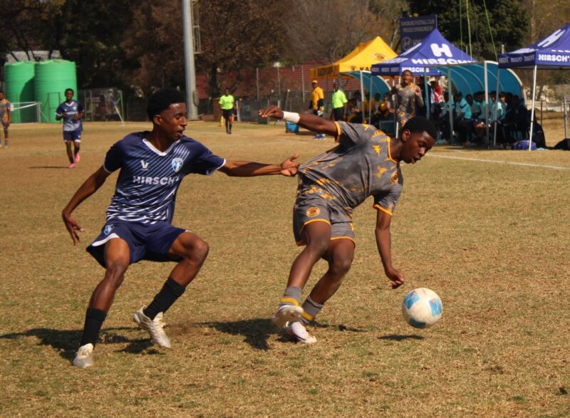 Randburg AFC's Kaih Mokoka closes down Kaizer Chiefs' Tsheamo Mosana as the two sides fought for control in a tightly contested match that ended 1-0 to the visitors.