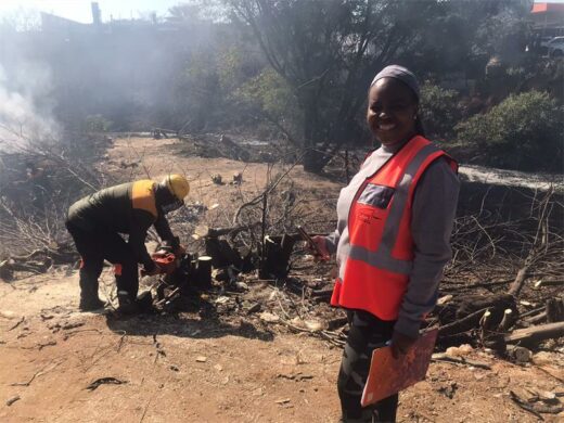 Urban inspector for Ward 104, and clean-up co-ordinator, Nokthula Ngobese at the green belt on the CR Swart Drive bridge. Photo: Mthulisi Lwazi Khuboni