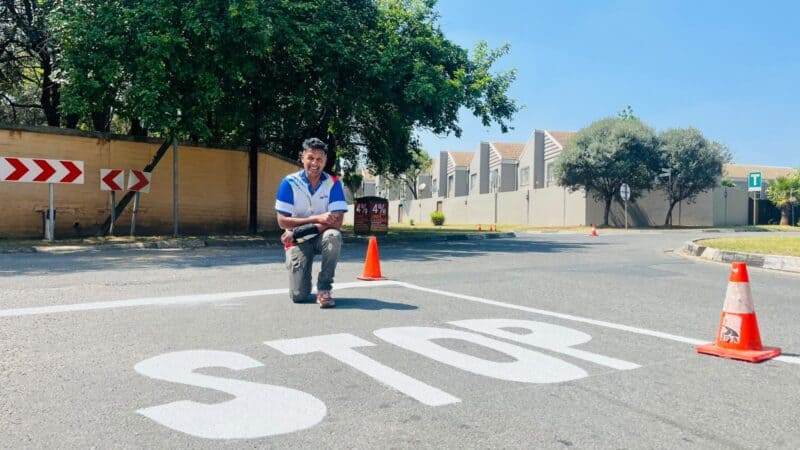 Ward 93 councilor Vino Reddy is pleased with the new road markings on September 10, 2026. Photo: Ditiro Masuku