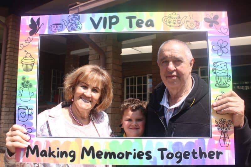 Annalene Lombard, Caleb and Ea Foster at the VIP Tea event hosted by Kings School Robin Hills preschool. Photo: Mthulisi