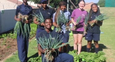 Curro Aurora learners harvested the seven-week vegetable garden and donated food to Delta Park School. Photo: Mthulisi Lwazi Khuboni