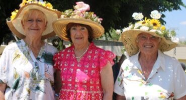 :Flower hat competition winners:Eleanor Robertson,Manda Vantil and Erica Wolter Photo:Braden-Lee Mokoena