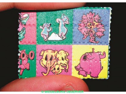 LSD is often added to absorbent paper and printed with cartoons that can be teared into small blocks.