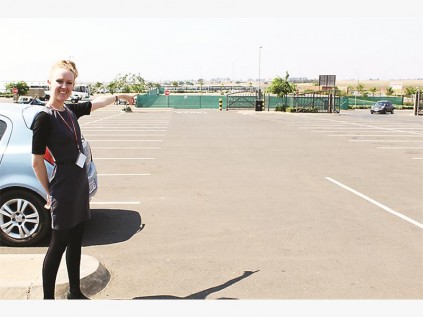 Anneliza Erwee (Middelburg Mall) points to the spot where the construction site for Burger King has been marked off with nets.