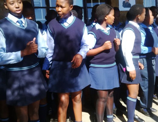 Fellow learners mourn the death of Angel Khoza at a memorial service at Mkhulu Combined School in Doornkop on Thursday.