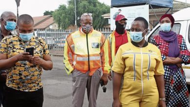 Councillor Johan Matshiane, Diphale J Motsepe, Jeffery Mthimunye and MEC of Health Sasekani Manzini