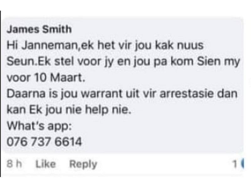 Vriend van Willem Kruger met arrestasie gedreig Middelburg Observer