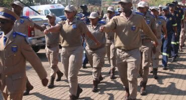 The parade by the municipal traffic department, and fire brigade.
