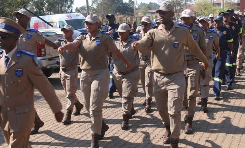 The parade by the municipal traffic department, and fire brigade.