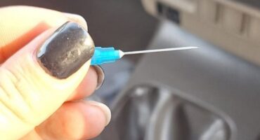 A drug needle in which a nine year old girl stepped in.
