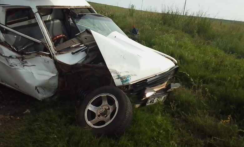 Seriously damaged vehicle.