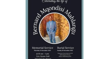 A photo with details of Bernard Mahlangu's funeral.
