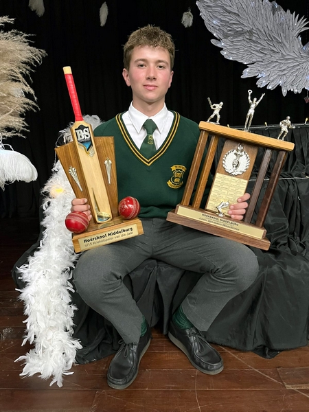 Boy with trophies