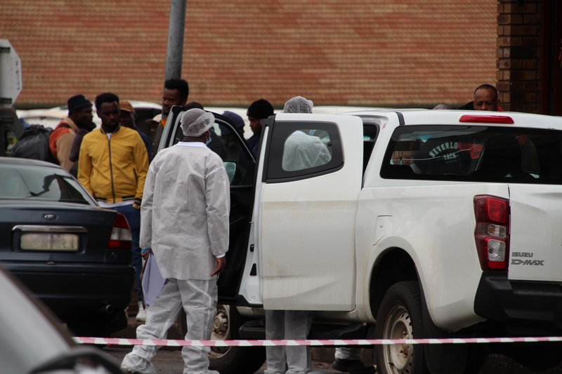 Forensics on the scene where a cash in transit was