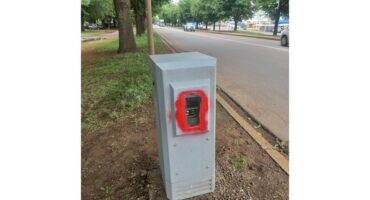Spray painted speed camera cleaned this morning.