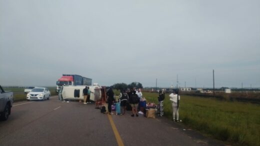 Image of mini-bus after accident. 