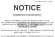 Municipal notice on water interruptions.