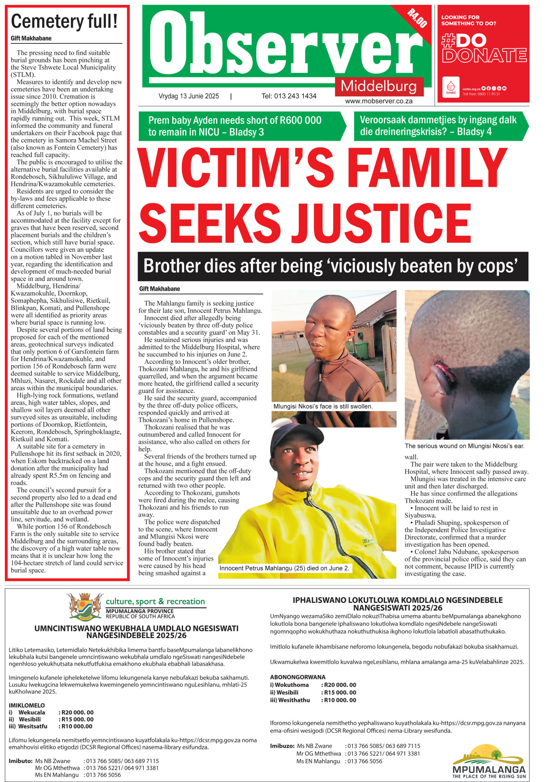MIDDELBURG, TOP STORY, NUUS