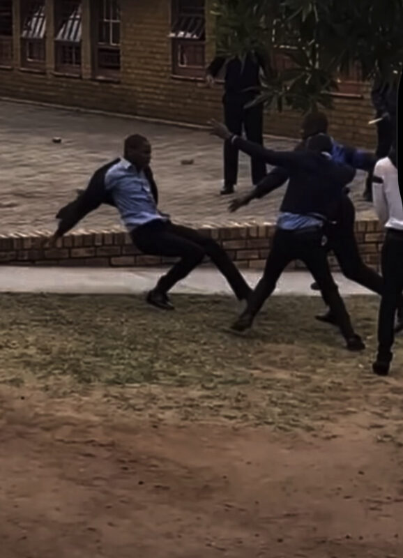 A Screenshot from the violent school fight caught on camera at Kamhola High School in Emjindini near Barberton. Photo: Screanshot