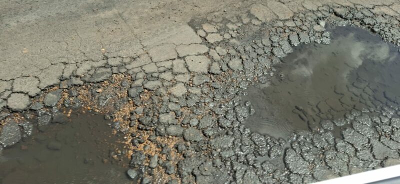 n11, blinkpan, komati power station, worried, deep potholes, heavy truck traffic on the N11 near Komati Power Station, school transport, school kids, road safety