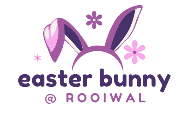 Logo of an Easter bunny adorned with flowers and large ears, representing the joy of the holiday season.