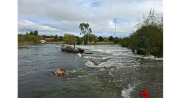 Die rivier in vloed.