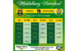 Schedule for a rugby match between Middelburg and Rustenburg on May 16, 2026. Timings and field details are listed in a green grid format.