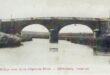 Vintage postcard of an arched stone bridge over Klein Olifants River in Middelburg, Transvaal. The bridge reflects into the calm water below.