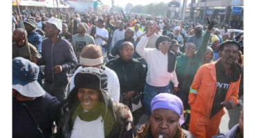 Marchers walking.
