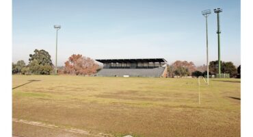 The rugby field at the stadium.