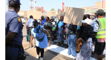 Protestors in action.