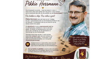 A funeral service flyer featuring a photo of a man, details of the service, and a heartfelt message of remembrance.